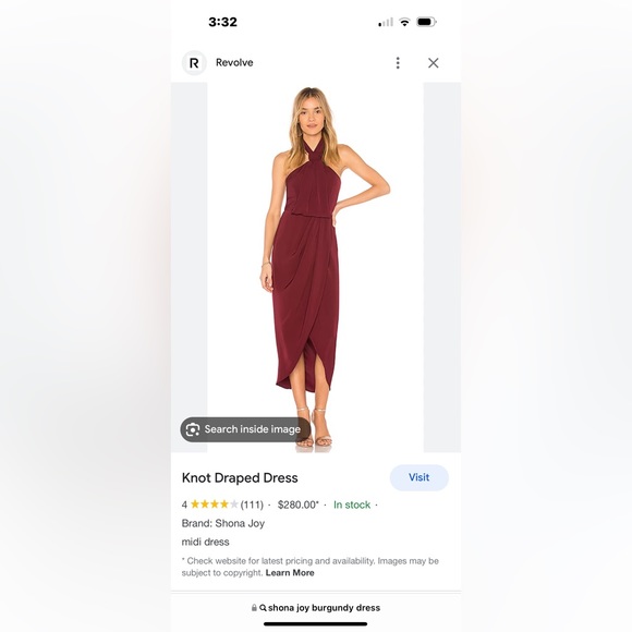 $280 Shona Joy Knot Draped Dress in Burgundy XS s revolve - Picture 2 of 4